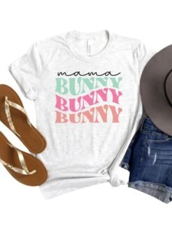 Mama Bunny Adult Short Sleeve T-Shirt For Spring & Easter -Little Loom Store MamaBunnyAsh