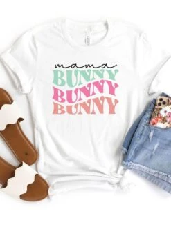 Mama Bunny Adult Short Sleeve T-Shirt For Spring & Easter -Little Loom Store MamaBunnyWhite