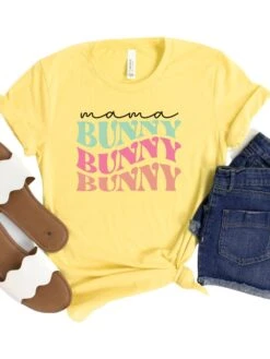 Mama Bunny Adult Short Sleeve T-Shirt For Spring & Easter -Little Loom Store MamaBunnyYellow