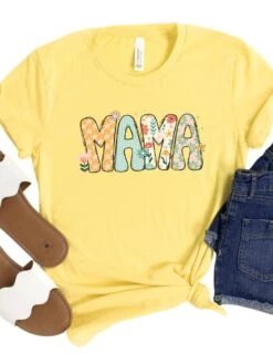 Floral Mama Graphic T-Shirt -Little Loom Store Mama Floral Yellow