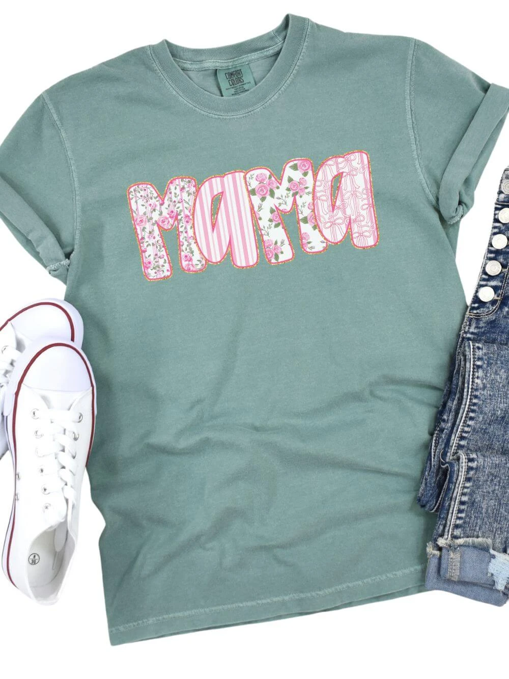 Preppy Pink Floral Mama Comfort Colors Mom Graphic T-Shirt 9 Preppy Pink Floral Mama Comfort Colors Mom Graphic T-Shirt - Image 7