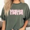 Preppy Pink Floral Mama Comfort Colors Mom Graphic T-Shirt