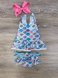 Mermaid Dreams Light Blue Girls Tankini Swimsuit