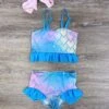 Mermazing Blue Ruffle Girls 2 Piece Tankini Swimsuit -Little Loom Store MermazingBlueRuffleGirls2PieceTankiniSwimsuit