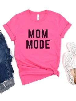 Mom Mode Black T-Shirt Bella + Canvas Unisex Jersey Short Sleeve Tee - Many Colors -Little Loom Store MomModeBC3001CharityPink c454cfc5 9589 4845 bfde 486335ca819c