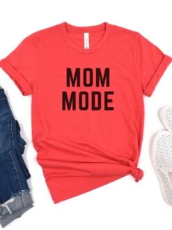 Mom Mode Black T-Shirt Bella + Canvas Unisex Jersey Short Sleeve Tee - Many Colors -Little Loom Store MomModeBC3001HeatherRed db391194 2644 474e a5e7 28c5c6974881