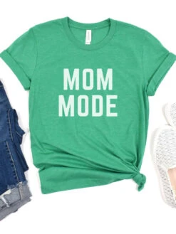 Mom Mode White T-Shirt Bella + Canvas Unisex Jersey Short Sleeve Tee - Many Colors -Little Loom Store MomModeWhiteHeatherKelly