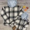 Mom And Me - Plaid Hooded Zip Up Shacket -Little Loom Store MomandMe PlaidHoodedZipUpShacket