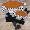 Mom And Me - Rust & Black Cheetah Color Block Sweater -Little Loom Store MomandMe Rush BlackCheetahColorBlockSweater