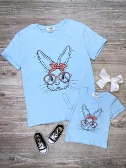 Mommy And Me - Smart Bunny Blue Matching Tops