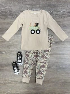 My Hunting Dog Boys Tan Camo Long Sleeve Outfit