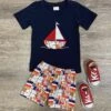 Nautical Dreams Boys Sailboat Shorts Outfit -Little Loom Store NauticalDreamsBoysSailboatShortsOutfit