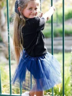Navy Blue Tutu Skirt For Girls – 3-Layer Tulle Ballet, Dance, And Dress-Up Costume Skirt