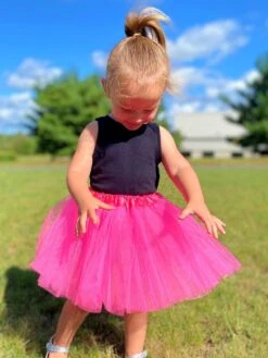 Solid Color Costume Tutu Skirt - Toddler, Little Girl, Kid Size For Dress Up -Little Loom Store NeonPinkTutu2s 1