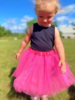 Neon Pink Tutu Skirt For Girls – 3-Layer Tulle Ballet, Dance, And Dress-Up Costume Skirt -Little Loom Store NeonPinkTutu3s