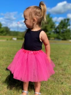Neon Pink Tutu Skirt For Girls – 3-Layer Tulle Ballet, Dance, And Dress-Up Costume Skirt -Little Loom Store NeonPinkTutus