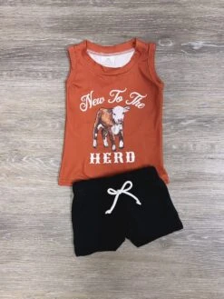 New To The Herd Baby Boy Cow Shorts Outfit