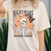 Nightmare Before Coffee Comfort Colors Garment Dyed Unisex Graphic T-Shirt -Little Loom Store NightmareBeforeCoffeeT Shirt