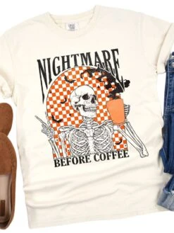 Nightmare Before Coffee Comfort Colors Garment Dyed Unisex Graphic T-Shirt -Little Loom Store Nightmare Before Coffee3