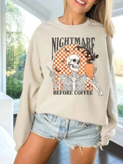 Nightmare Before Coffee Unisex Heavy Blend Crewneck Graphic Sweatshirt