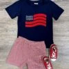 Old Glory Boys Navy & Red Patriotic Shorts Outfit -Little Loom Store OldGloryBoysNavy RedPatrioticShortsOutfit