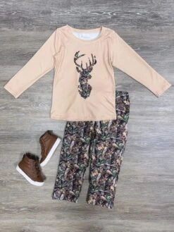 On The Hunt Boys Camo Deer Long Sleeve Outfit