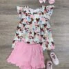 Park Day Mouse Snacks Girls Ruffle Shorts Outfit 2 Park Day Mouse Snacks Girls Ruffle Shorts Outfit -Little Loom Store Park Day Mouse Fun Girls Ruffle Shorts Outfit