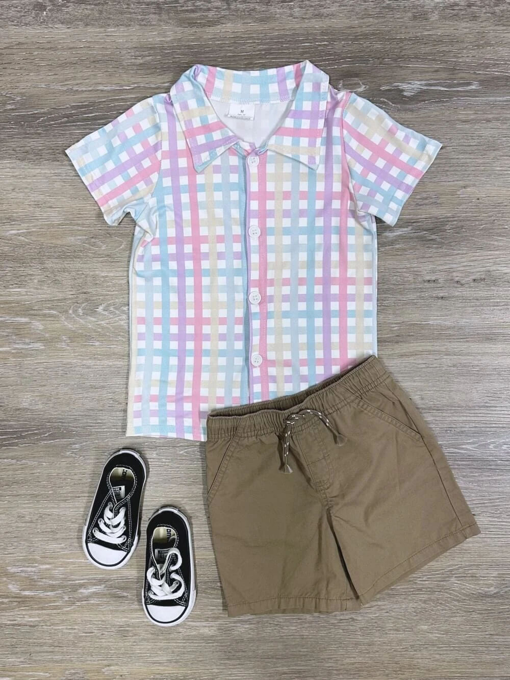 Pastel Plaid Boys Button Down Dress Up Shirt 3 Pastel Plaid Boys Button Down Dress Up Shirt