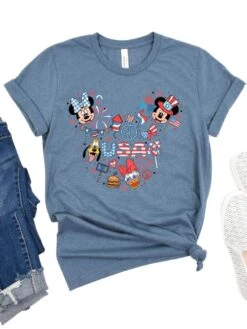 Patriotic Mouse Head Fourth Of July T-Shirt Bella + Canvas Unisex Jersey Short Sleeve Tee -Little Loom Store PatrioticMouseHeadHeatherSlate