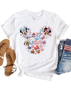 Patriotic Mouse Head Fourth Of July T-Shirt Bella + Canvas Unisex Jersey Short Sleeve Tee -Little Loom Store PatrioticMouseHeadWhite