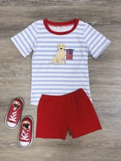 Patriotic Pup Boys 4th Of July Patriotic Short Outfit