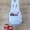 Patriotic Tractor Pull Boys 4th Of July Baby Bubble Romper -Little Loom Store PatrioticTractorPullBoys4thofJulyBabyBubbleRomper