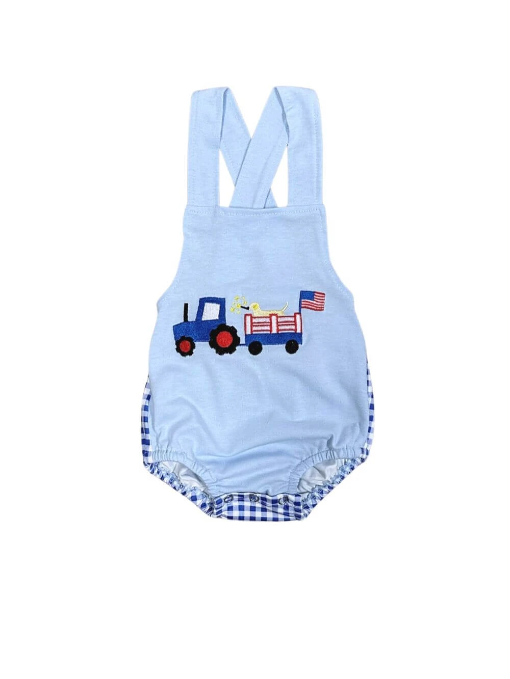 Patriotic Tractor Pull Boys 4th Of July Baby Bubble Romper 4 Patriotic Tractor Pull Boys 4th Of July Baby Bubble Romper - Image 2