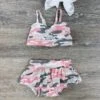 Pink Camo Girls 2 Piece Skirted Bikini Swimsuit -Little Loom Store PinkCamoGirls2PieceSkirtedBikiniSwimsuit