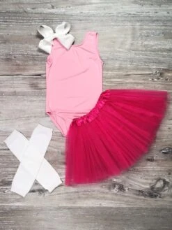 Kid Size Leotard & Tutu Skirt Girls Ballet Dance Set - Pick Your Color -Little Loom Store PinkHP Leo Tutu s 1