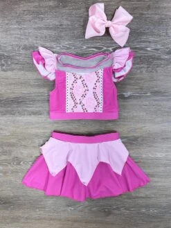 Pink Princess 2 Piece Skirted Swimsuit