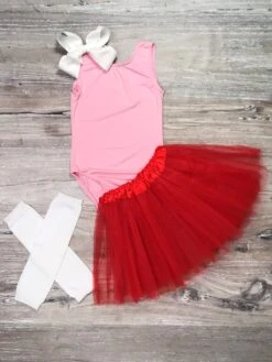 Kid Size Leotard & Tutu Skirt Girls Ballet Dance Set - Pick Your Color -Little Loom Store PinkRed Leo Tutu s 1