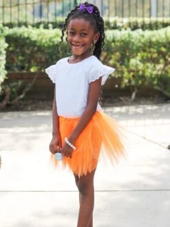 Neon Orange Fairy Costume Pixie Tutu Skirt For Kids, Adults, Plus -Little Loom Store PixieOrange2c 1