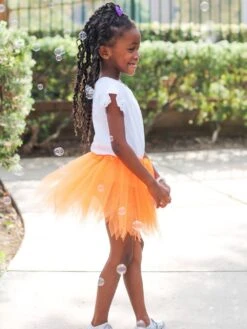 Neon Orange Fairy Costume Pixie Tutu Skirt For Kids, Adults, Plus -Little Loom Store PixieOrange3c 1