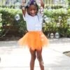 Neon Orange Fairy Costume Pixie Tutu Skirt For Kids, Adults, Plus