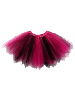 Hot Pink & Black Fairy Costume Pixie Tutu Skirt For Kids, Adults, Plus