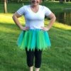 Turquoise Blue & Lime Fairy Costume Pixie Tutu Skirt For Kids, Adults, Plus -Little Loom Store Pixie Tutu Adult Lime Turquoise4 BR a 1