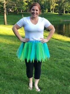 Turquoise Blue & Lime Fairy Costume Pixie Tutu Skirt For Kids, Adults, Plus