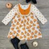 Polka Pumpkin Girls Long Sleeve Dress