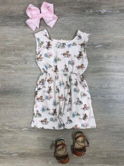 Pony Parade Girls Ivory Tank Shorts Romper