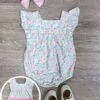 Pretty Petite Floral Pink Ruffle Baby Bubble Romper -Little Loom Store PrettyPetiteFloralPinkRuffleBabyBubbleRomper2