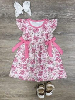 Pretty Pink Bow Pencil Girls Back To School Dress