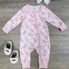 Pretty Pink Coquette Bows Girls Zip Up Baby Romper -Little Loom Store PrettyPinkCoquetteBowsGirlsZipUpBabyRomper