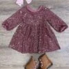 Pretty Pink Sparkle Girls Long Sleeve Sequin Special Occasion Dress -Little Loom Store PrettyPinkSparkleGirlsLongSleeveSequinSpecialOccasionDress