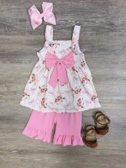 Pretty Ponies & Pink Bows Girls Shorts Outfit